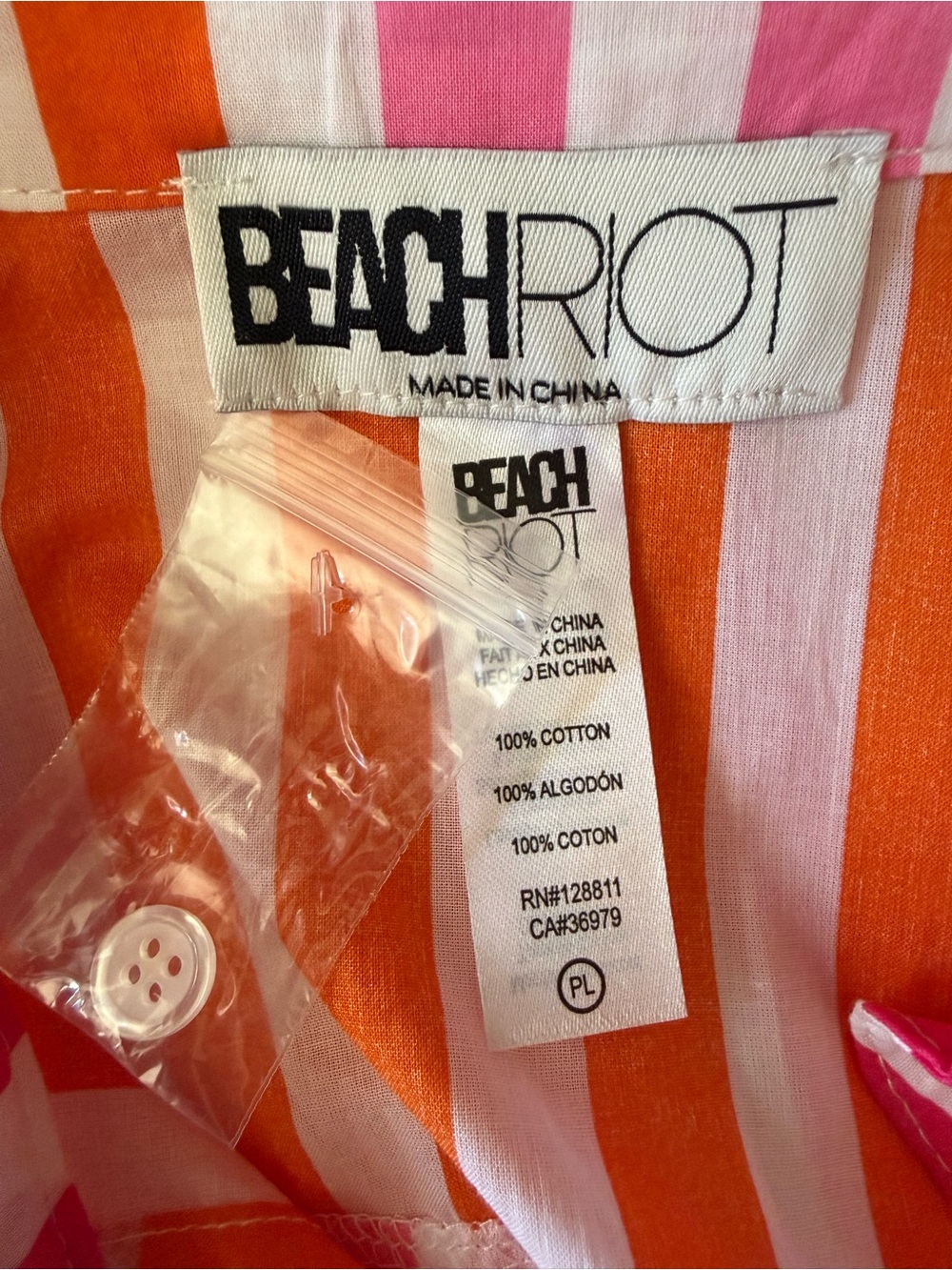 Beach Riot Cotton Oversized Lightweight Striped Alexa Beach Coverup Shirt Sz L/P - Picture 12 of 12